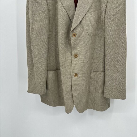 vintage 90s HUGO BOSS VINCENTE jacket blazer sport coat wool silk beige 42L - Picture 4 of 10